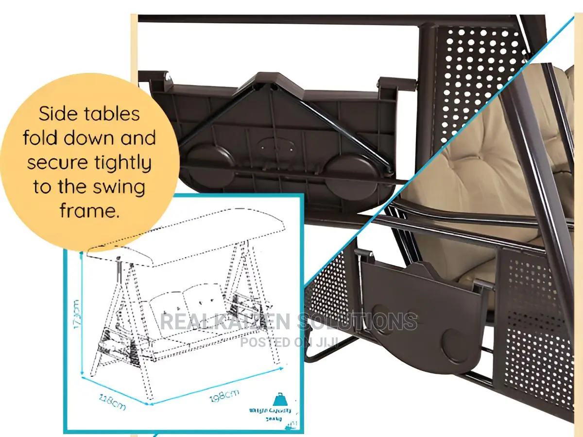 3-Person Outdoor Steel Patio Swing Bench With Tilt Canopy