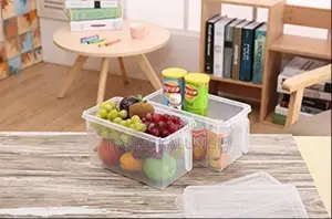 Abs Plastic Fridge Storage Box With Handle Cover Container