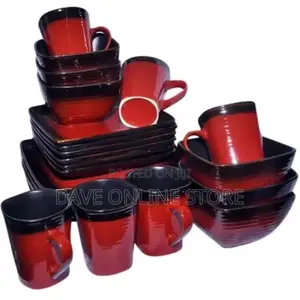 24 Piece Square Plates,Bowls,Cups Dinner Set,