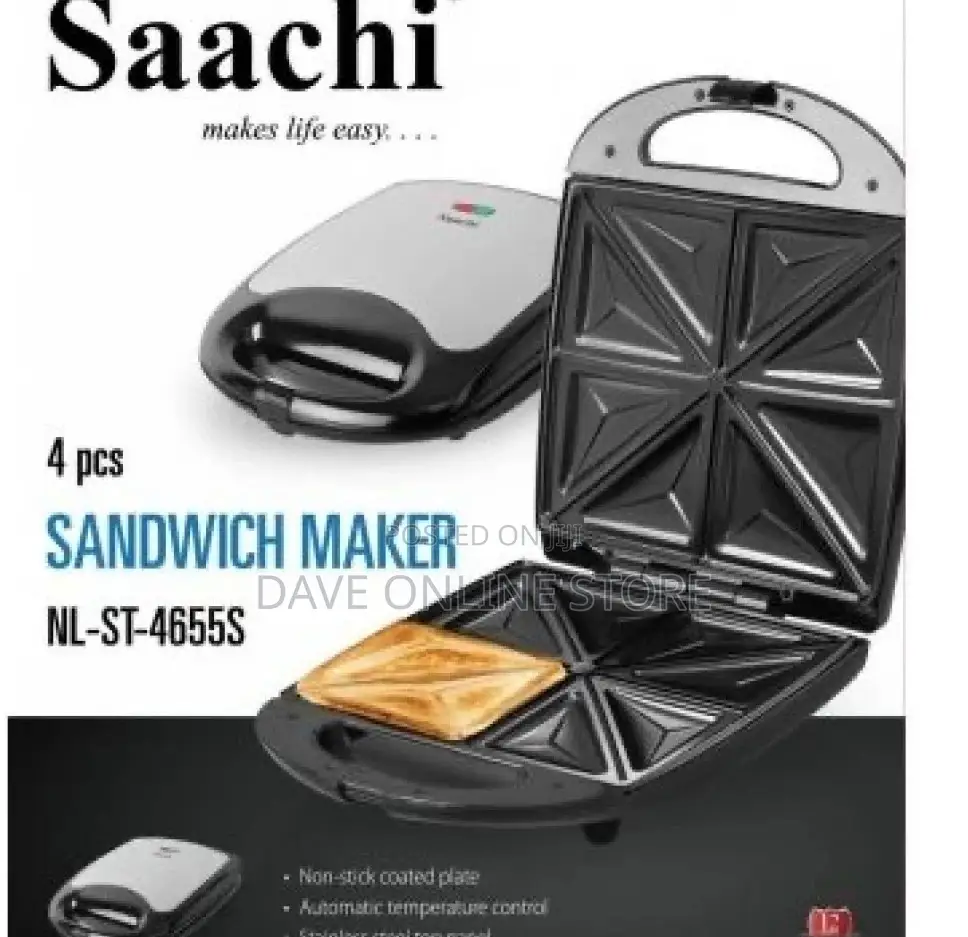 Saachi 4 Slice Sandwich Maker/Toaster,Grill- Black