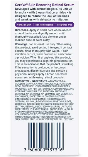 Cerave Retinol Skin Renewing Antiaging Serum With Hyaluronic