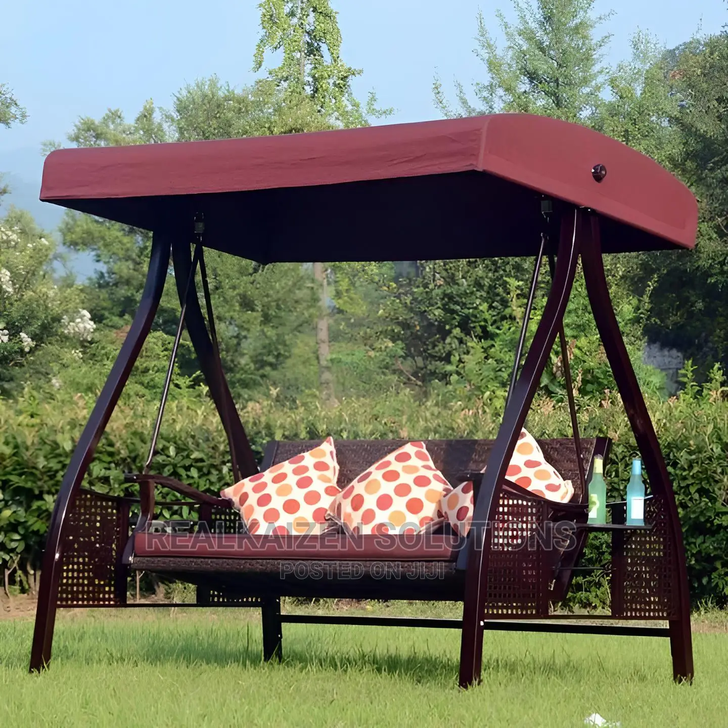 3-Seat Deluxe Outdoor Patio Heavy Duty Steel Swing Canopy