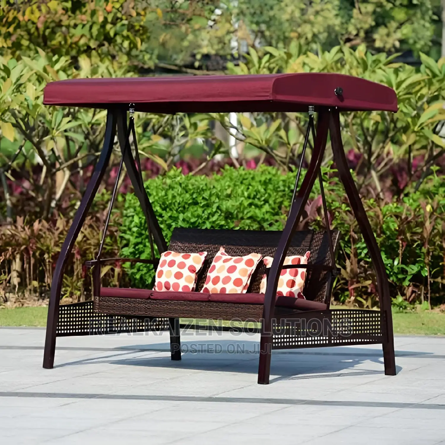 3-Seat Deluxe Outdoor Patio Heavy Duty Steel Swing Canopy