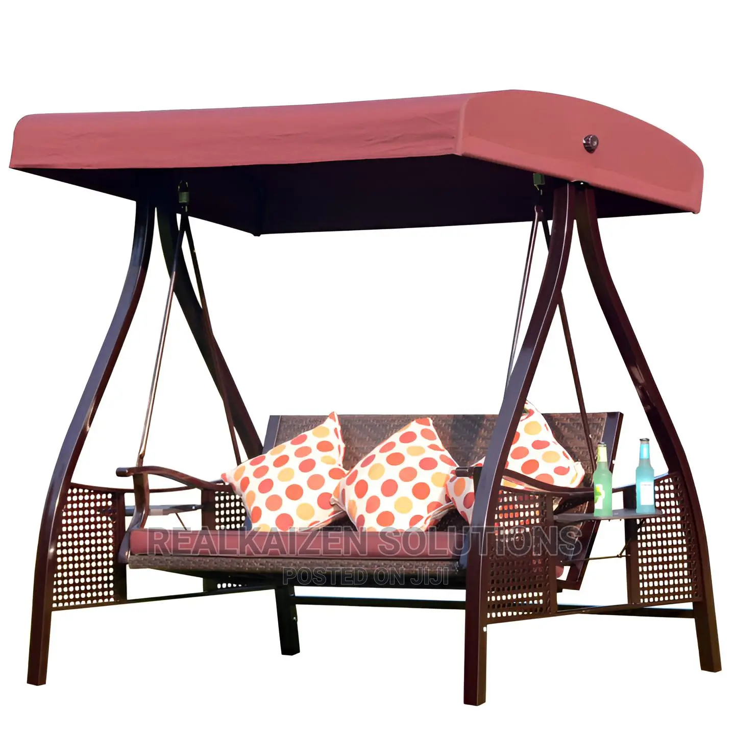 3-Seat Deluxe Outdoor Patio Heavy Duty Steel Swing Canopy