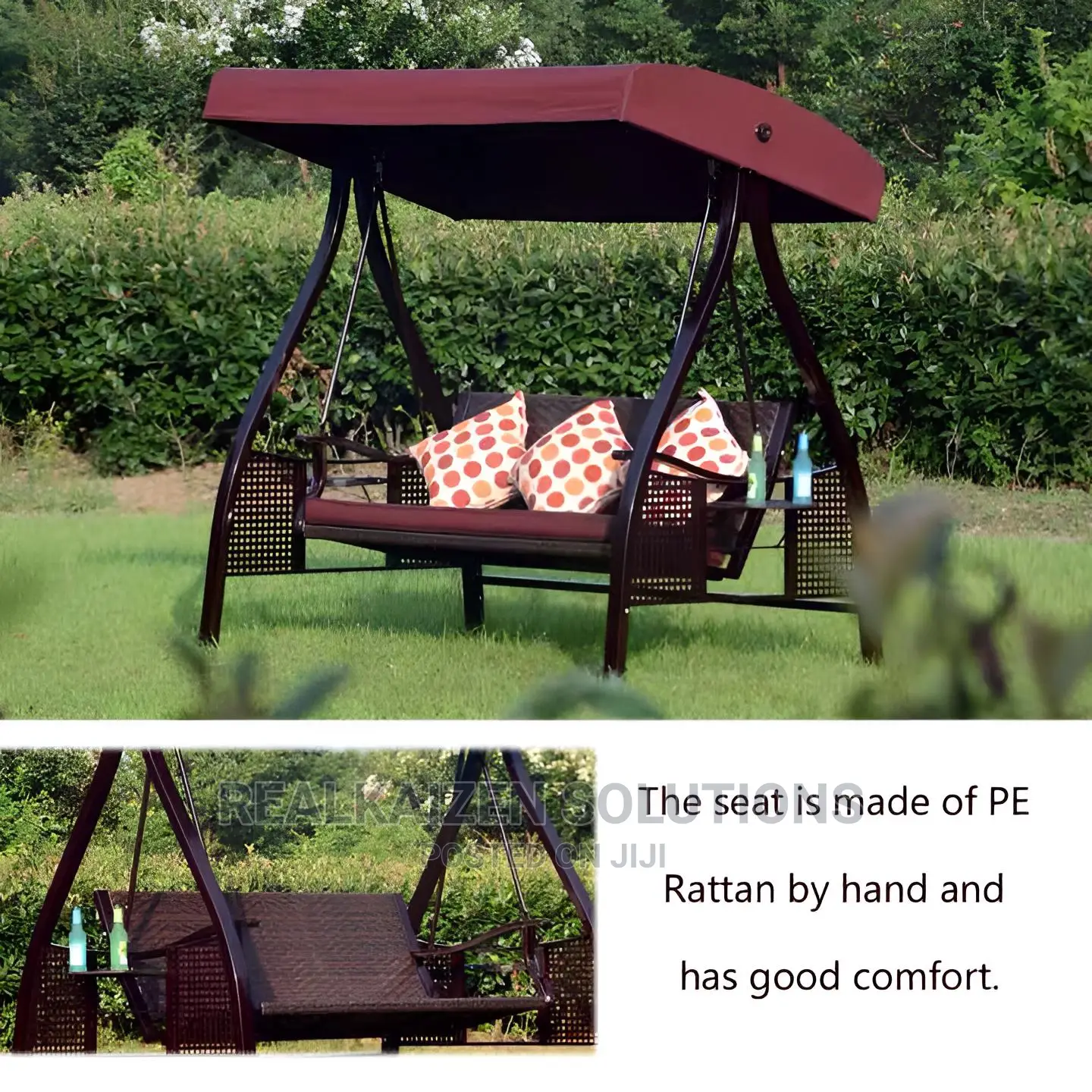 3-Seat Deluxe Outdoor Patio Heavy Duty Steel Swing Canopy