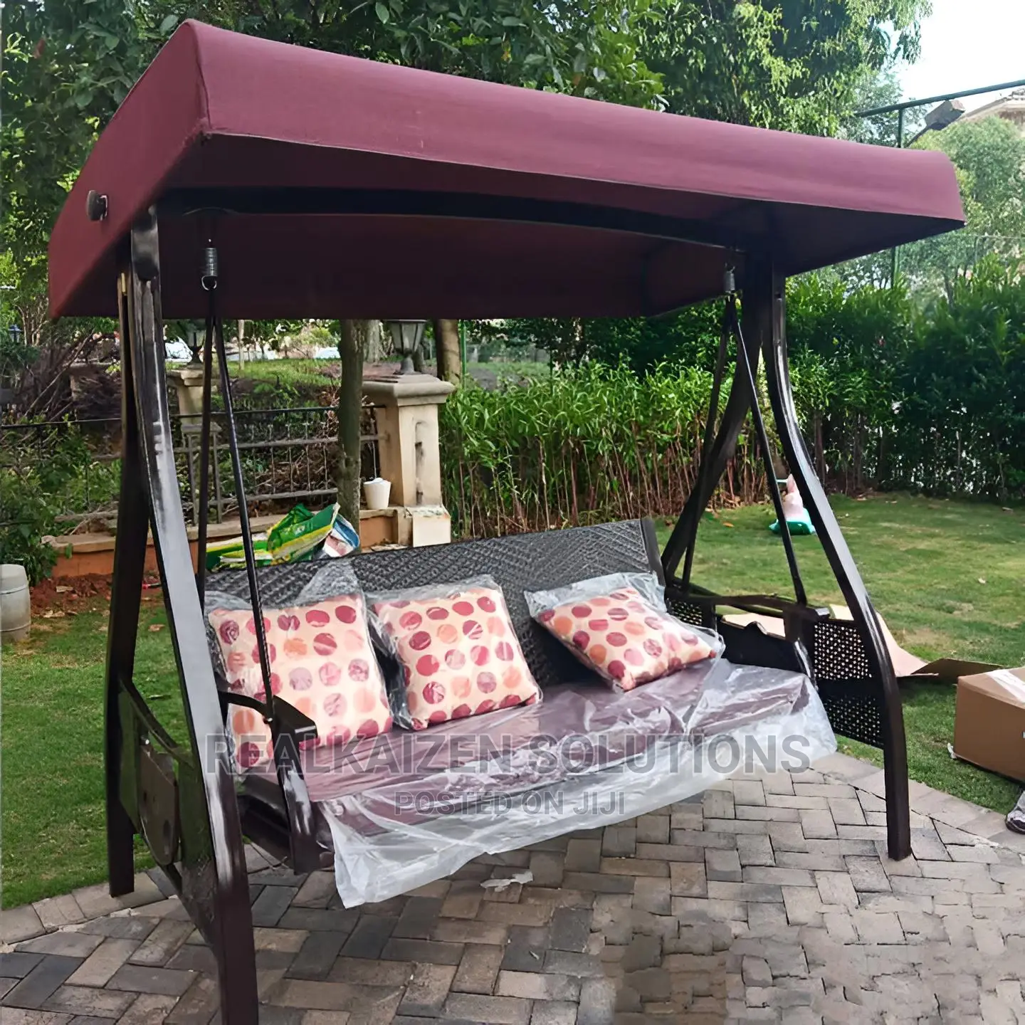 3-Seat Deluxe Outdoor Patio Heavy Duty Steel Swing Canopy