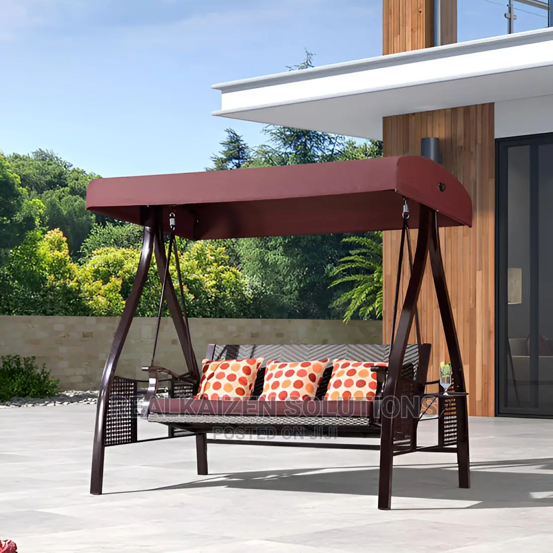 3-Seat Deluxe Outdoor Patio Heavy Duty Steel Swing Canopy