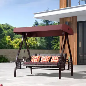 3-Seat Deluxe Outdoor Patio Heavy Duty Steel Swing Canopy