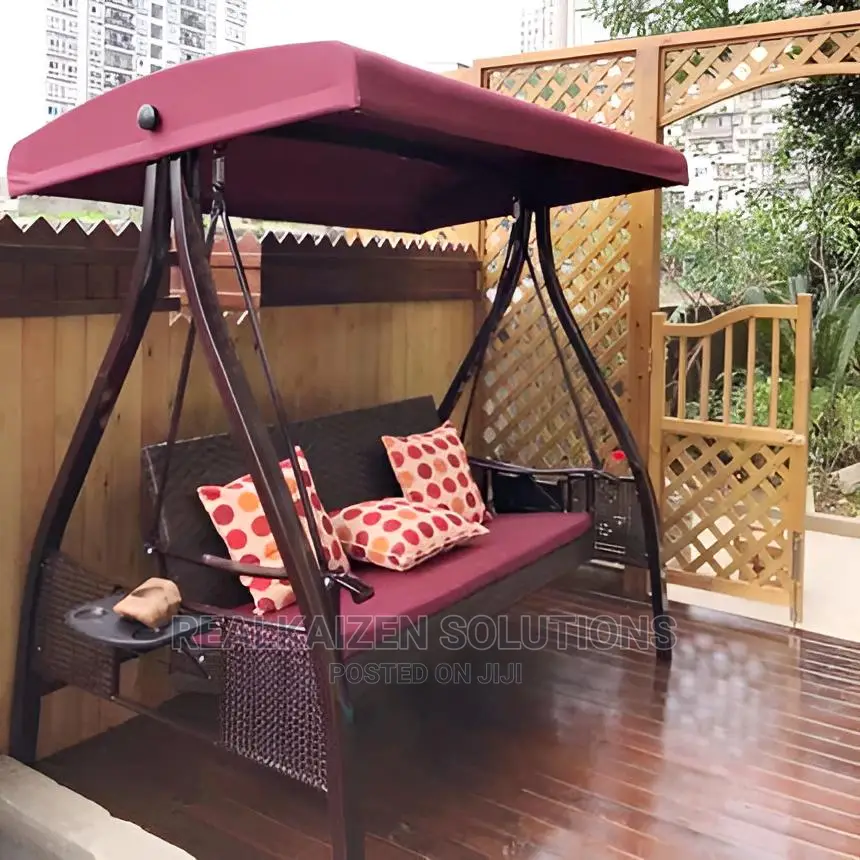 3-Seat Deluxe Outdoor Patio Heavy Duty Steel Swing Canopy