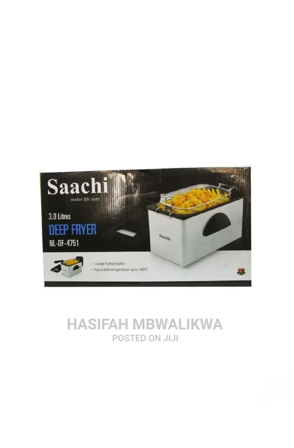 Saachi 3.0L Stainless Steel Electric Deep Fryer-Silver/Black