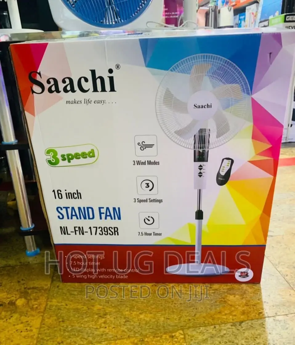 Saachi 5 Blade Stand Fan With Remote Control 16inch _White