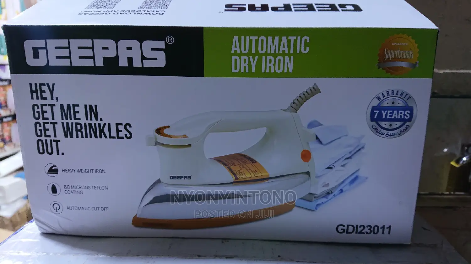 Geepas Heavy Duty Dry Iron With 7years Warranty