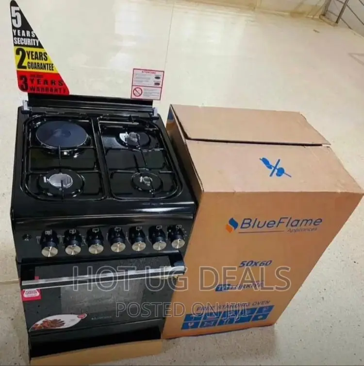 3 Gas + 1 Electric Blue Flame Oven Cooker 50x60cm - Black