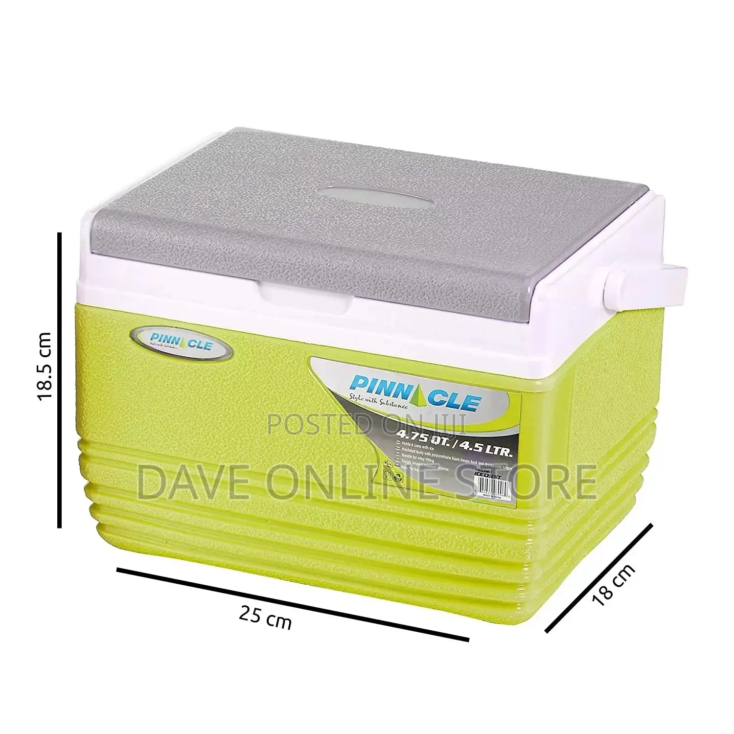 Pinnacle Ice Cooler Box With Soft Touch Handle 4.5 Litres.