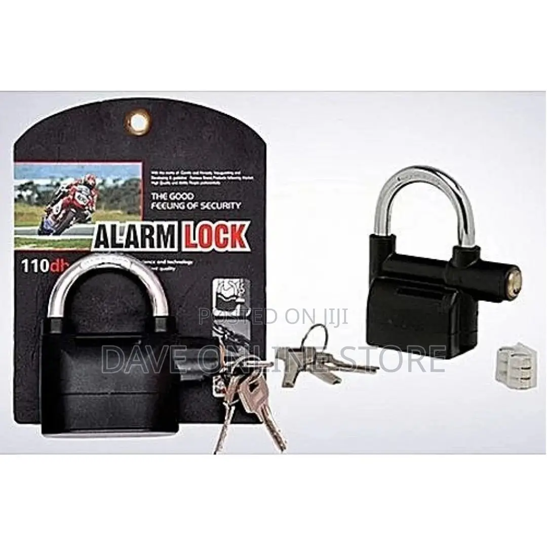 Kin Bar Alarm Padlock Lock – Black
