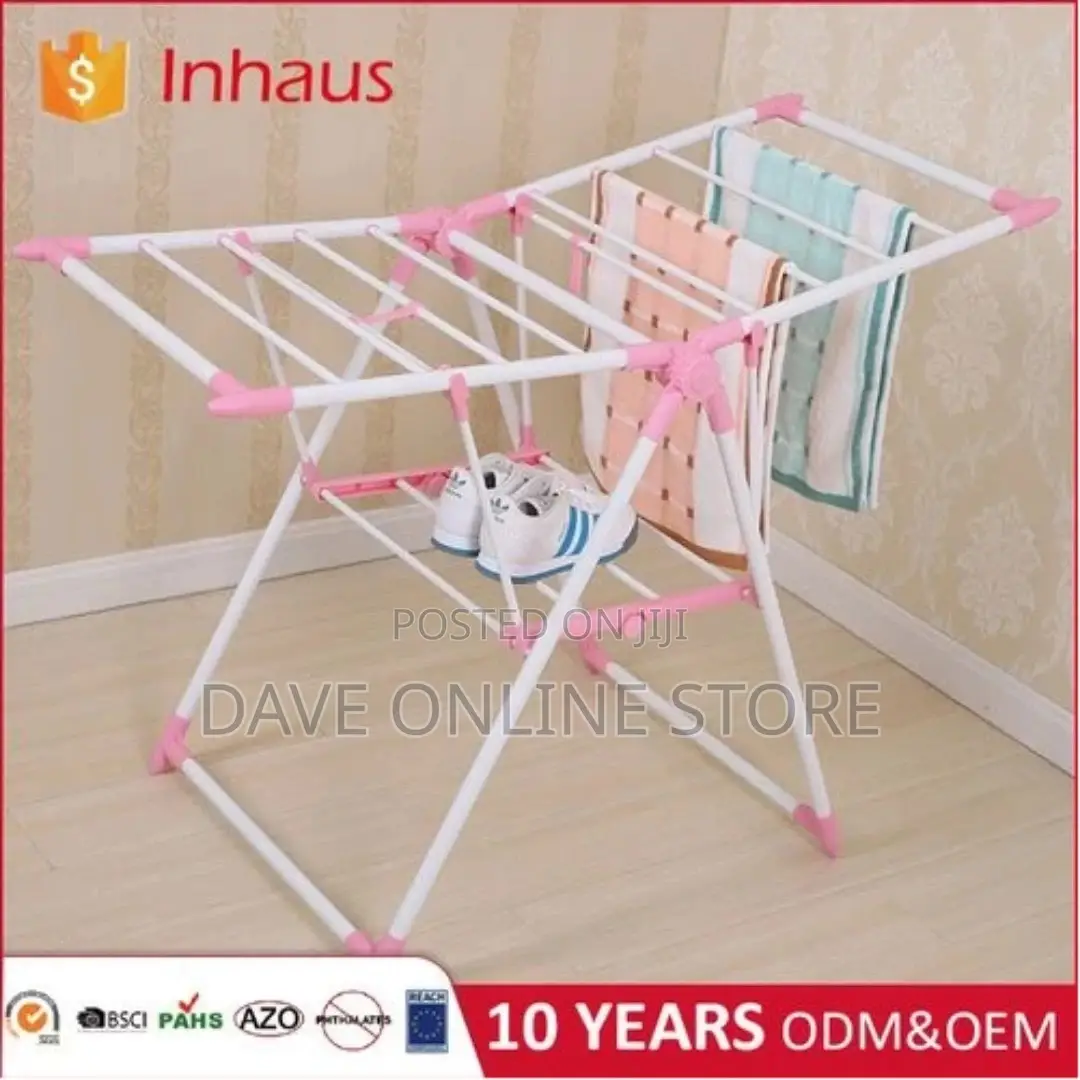 Foldable Drying Clothes Hanger Rack – Pink