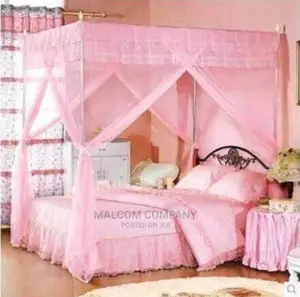Strong Four Stands Pink Mosquito Nets