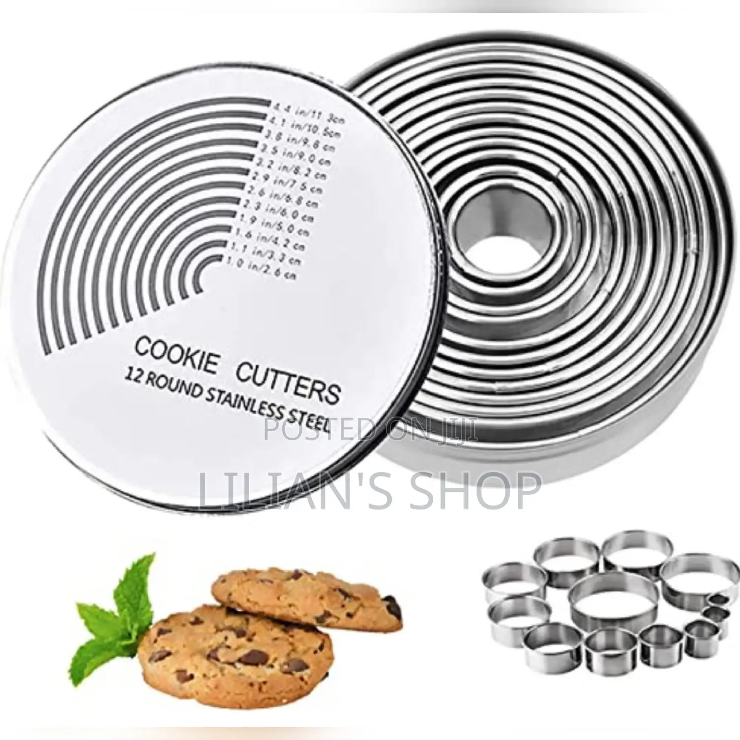 12 Pcs Round Biscuit Cutter Doughnuts Cutter Set Ring Molds