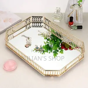 Golden Mirror Tray-rectangle