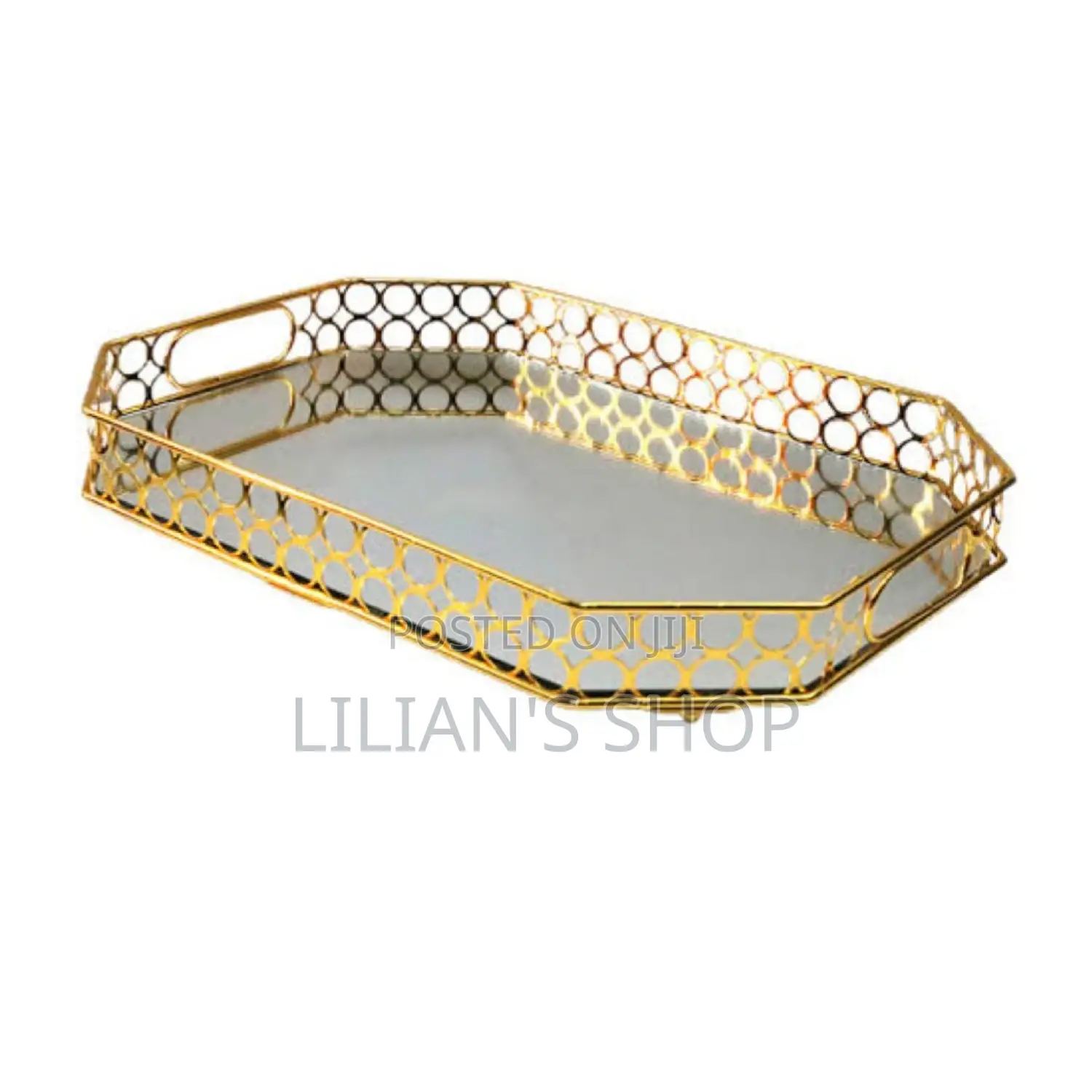 Golden Mirror Tray-rectangle