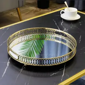 Golden Mirror Tray-Circle