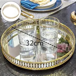 Golden Mirror Tray-Circle