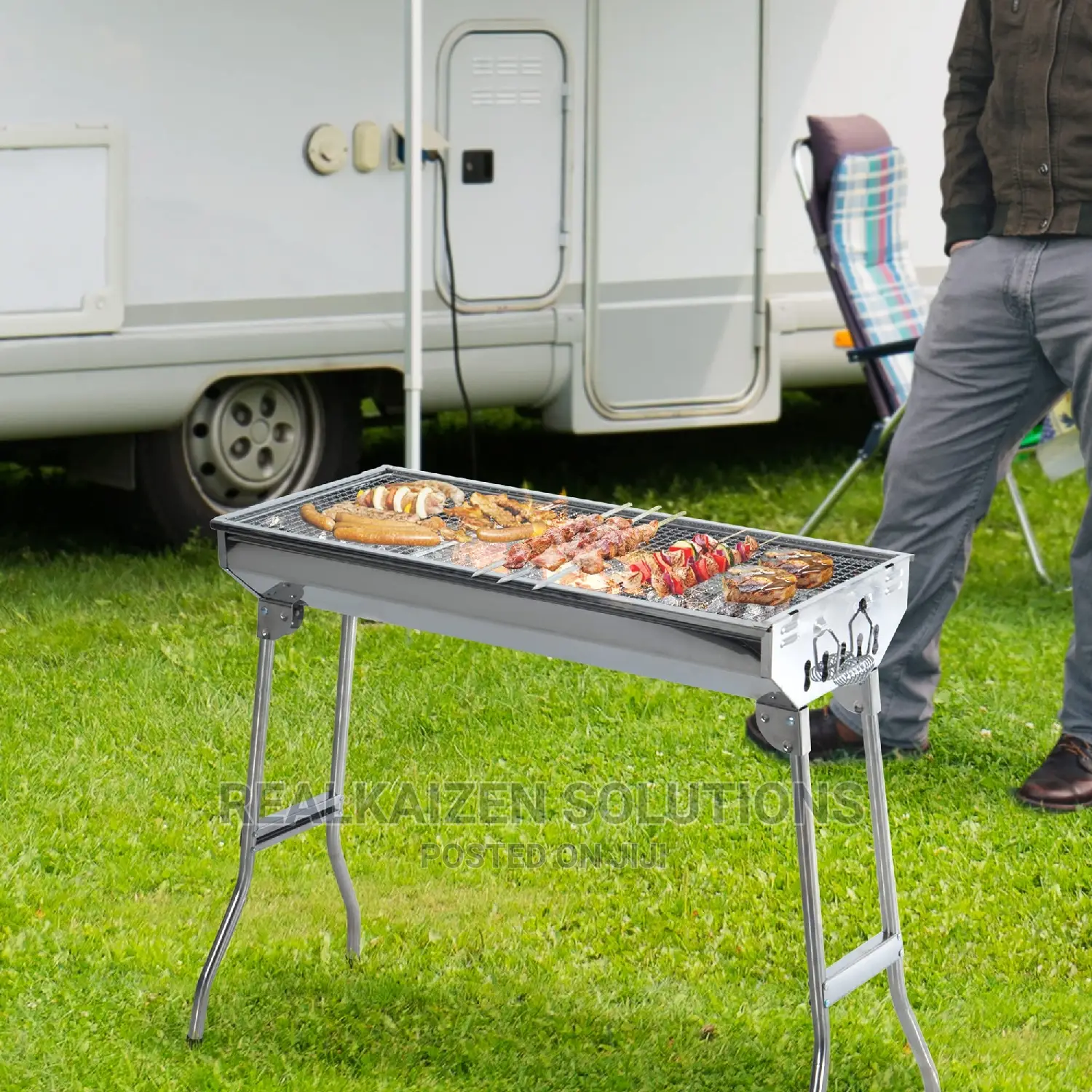 Portable Stainless-Steel Charcoal Folding Legs BBQ Grill