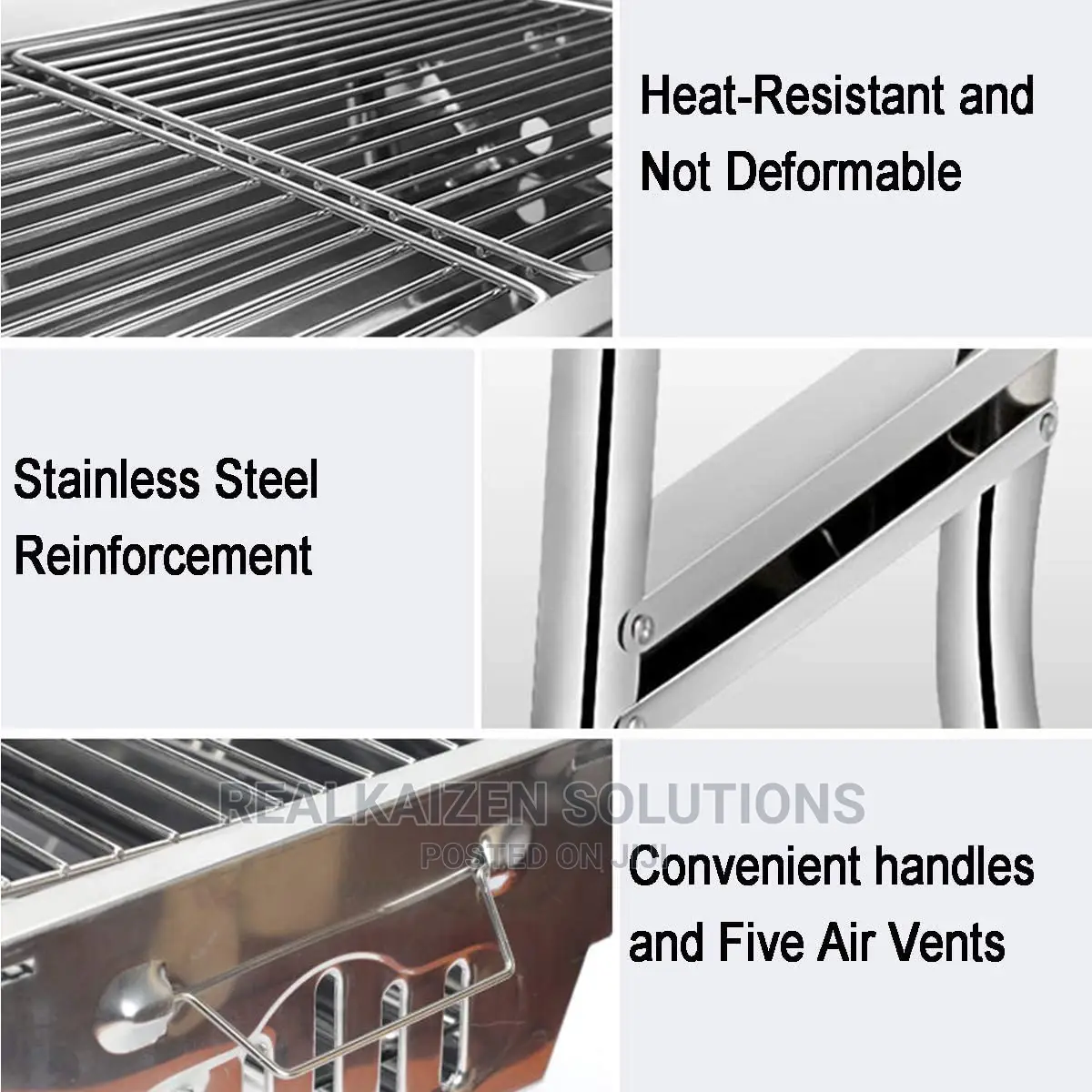 Portable Stainless-Steel Charcoal Folding Legs BBQ Grill