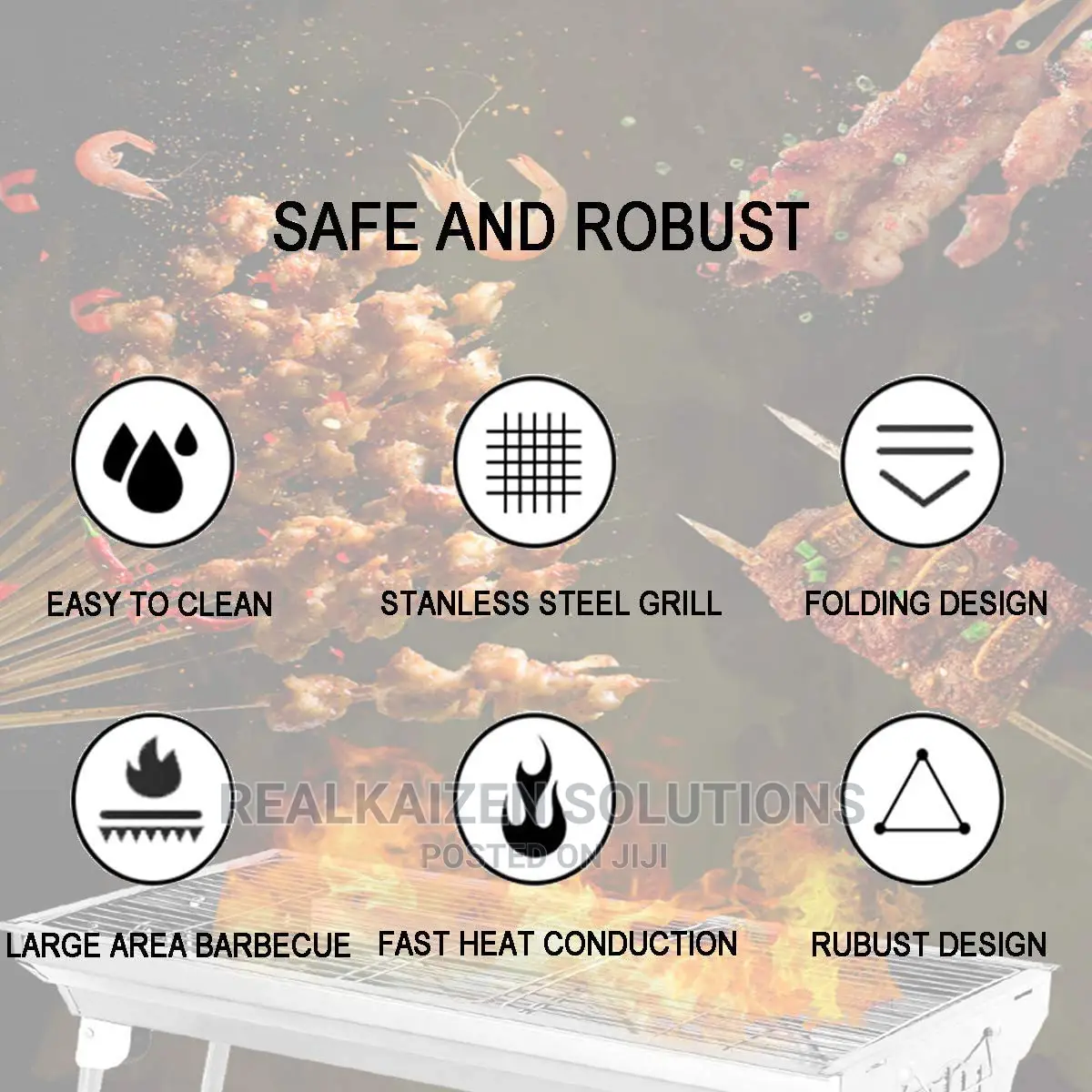 Portable Stainless-Steel Charcoal Folding Legs BBQ Grill