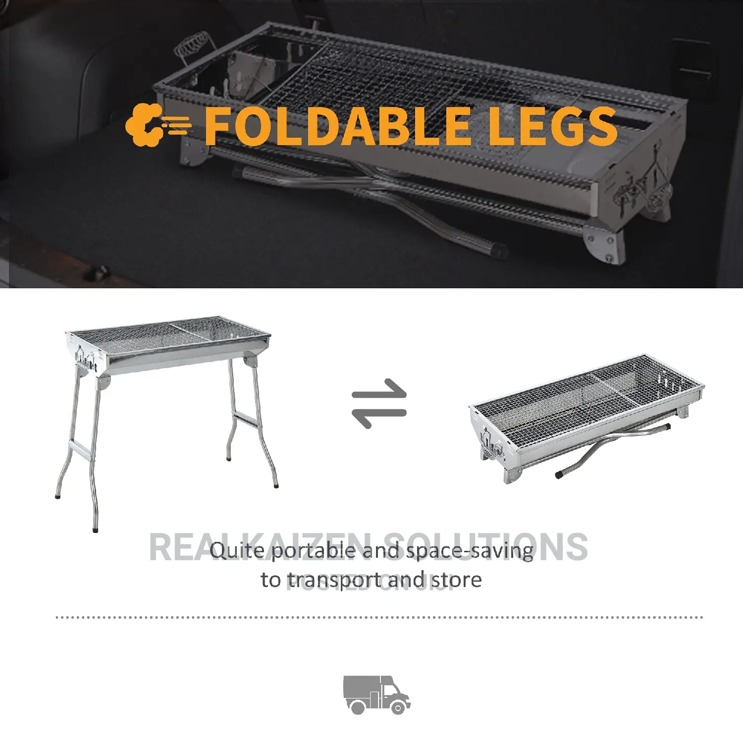 Portable Stainless-Steel Charcoal Folding Legs BBQ Grill