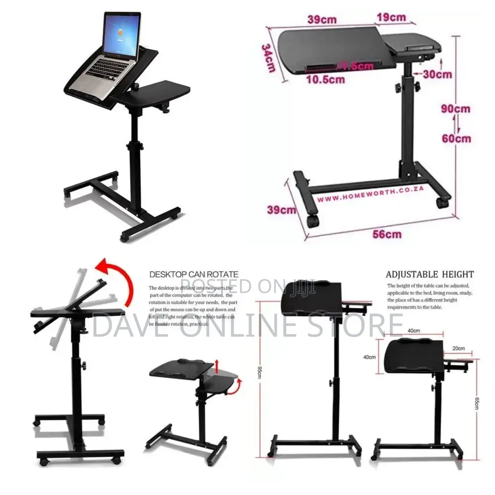 Adjustable Mobile Computer Laptop Table Stand Desk