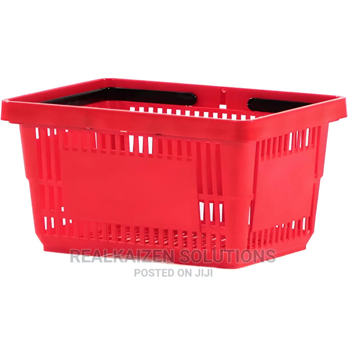 Double Handle 28 Liter Red Plastic Supermarket Basket