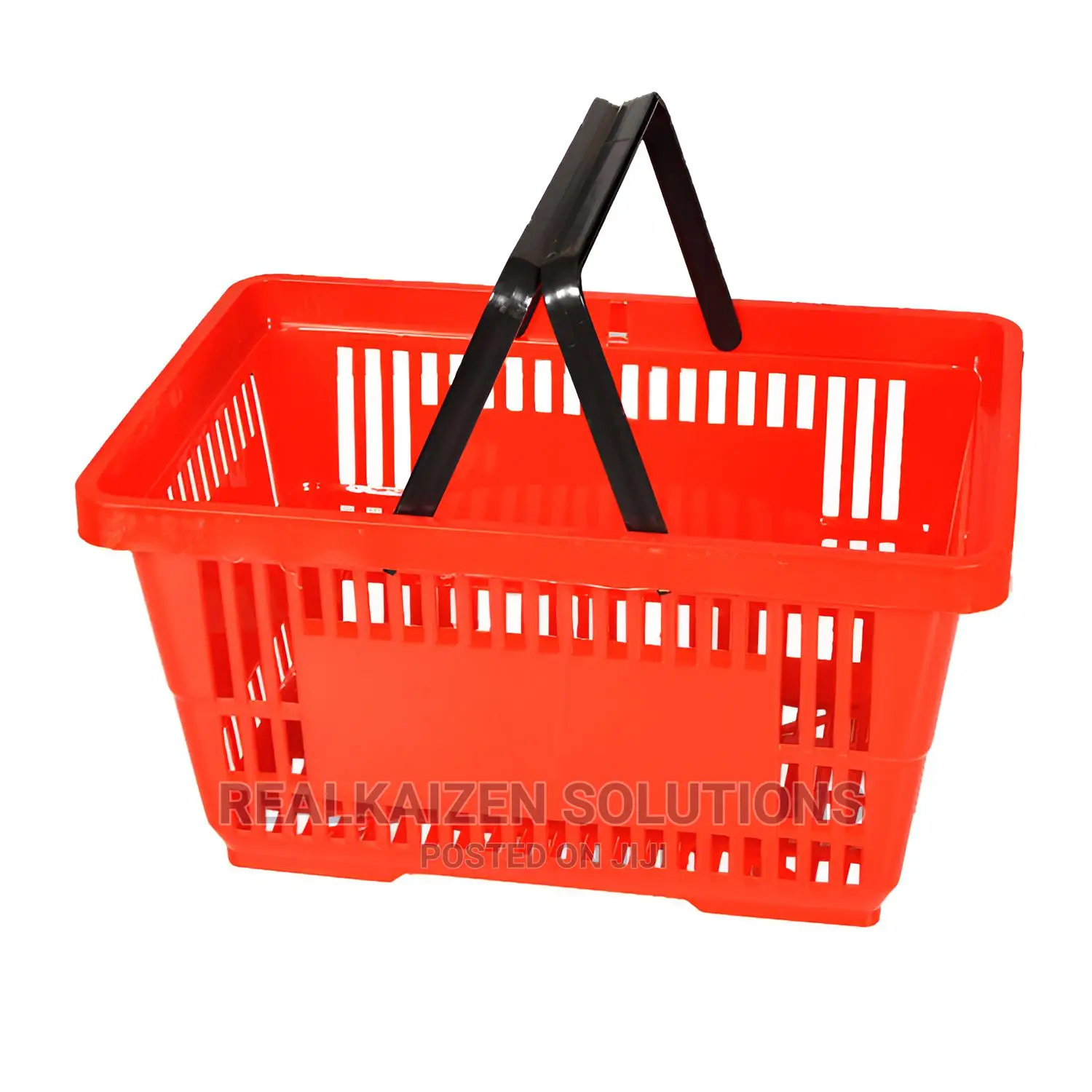 Double Handle 28 Liter Red Plastic Supermarket Basket
