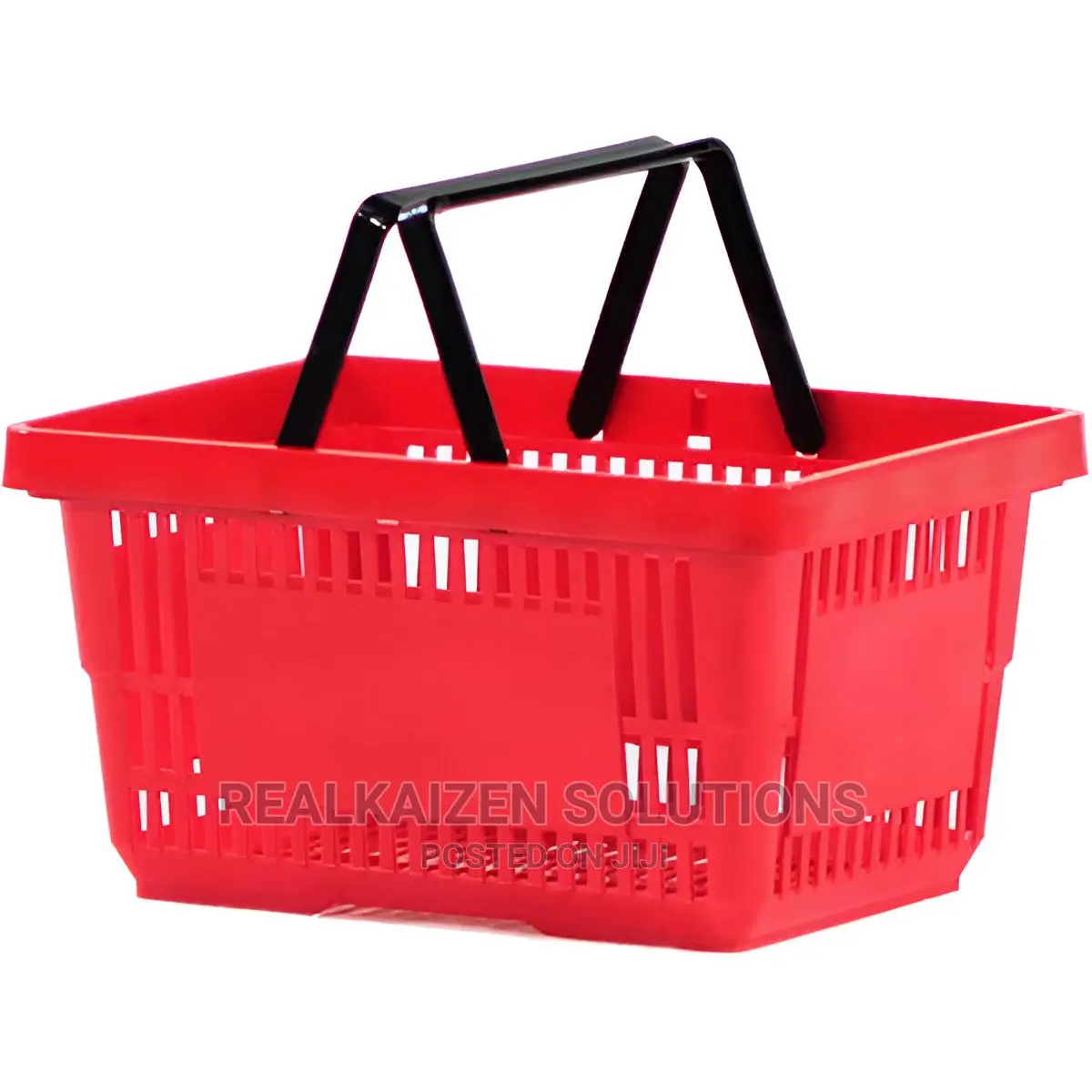 Double Handle 28 Liter Red Plastic Supermarket Basket