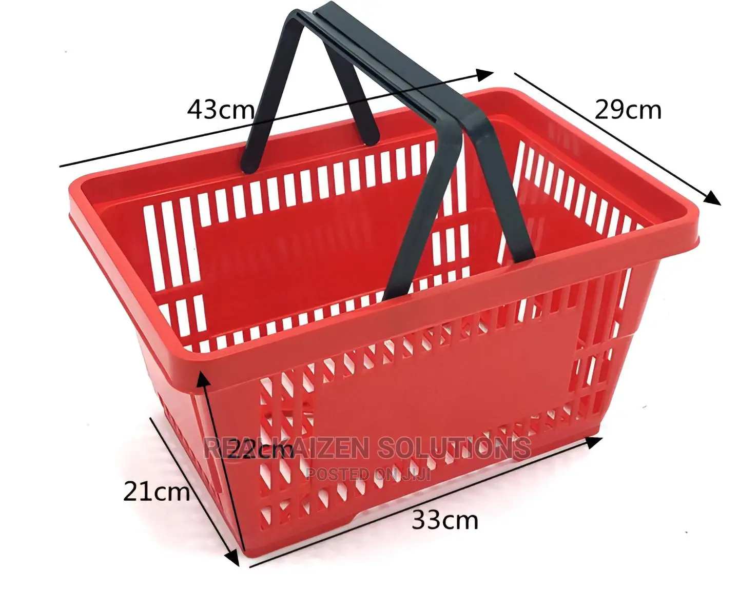 Double Handle 28 Liter Red Plastic Supermarket Basket