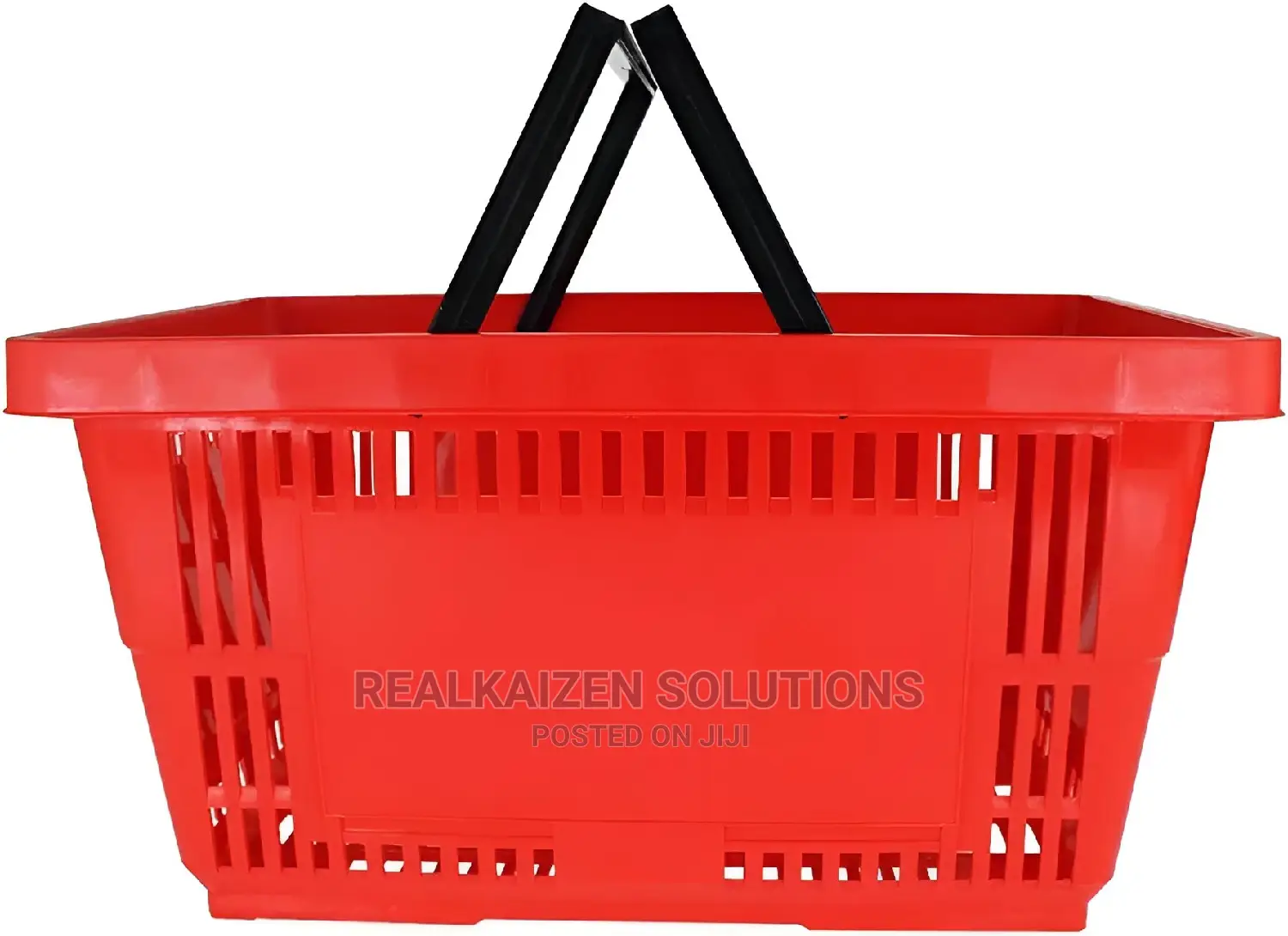 Double Handle 28 Liter Red Plastic Supermarket Basket