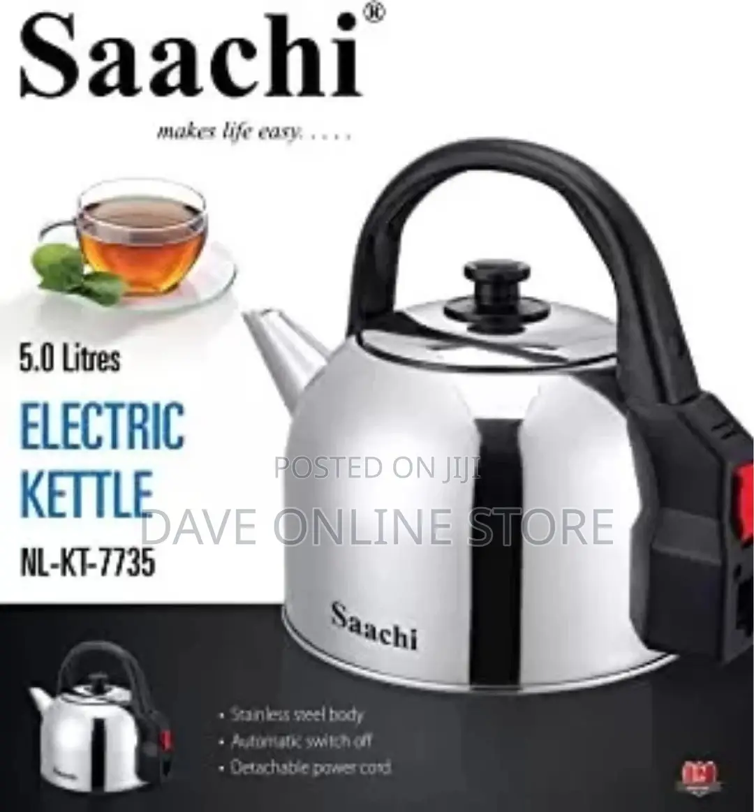Saachi Stainless Steel Electric Kettle, Silver, 5 Litre