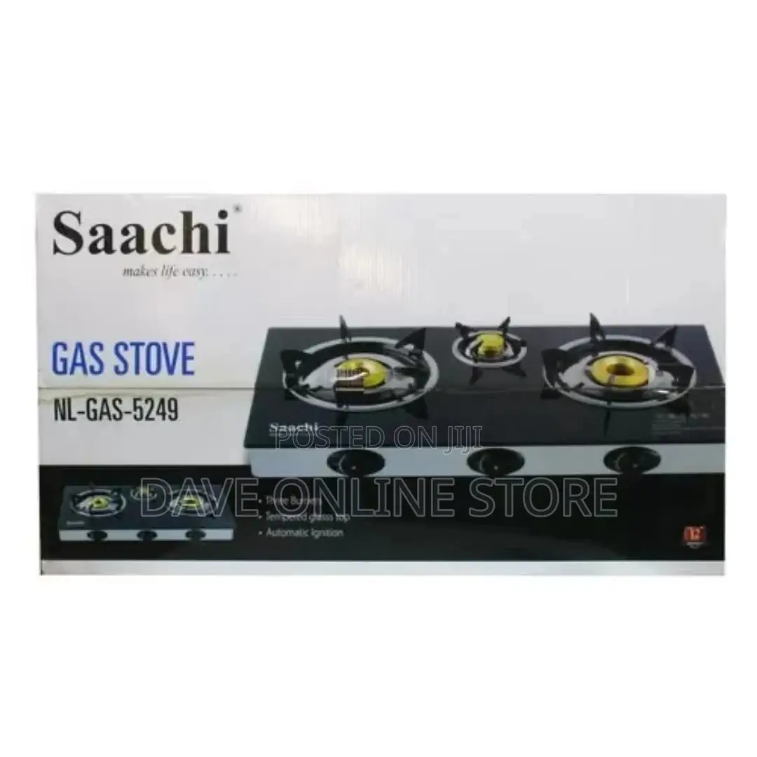 Saachi Glass Top 3 Burner Gas Stove – Black, NL-GAS-5249