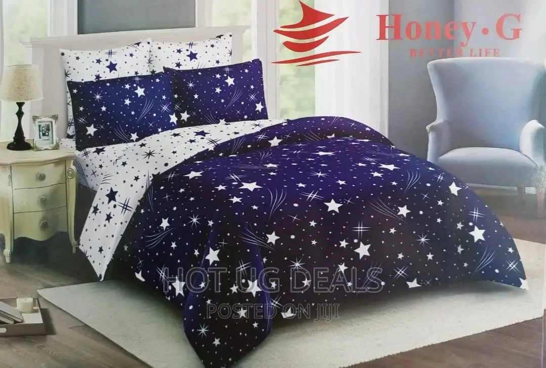 4 Pieces Duvets 5*6 
✓2 Pillowcases
✓1 Bedsheet With Duvet