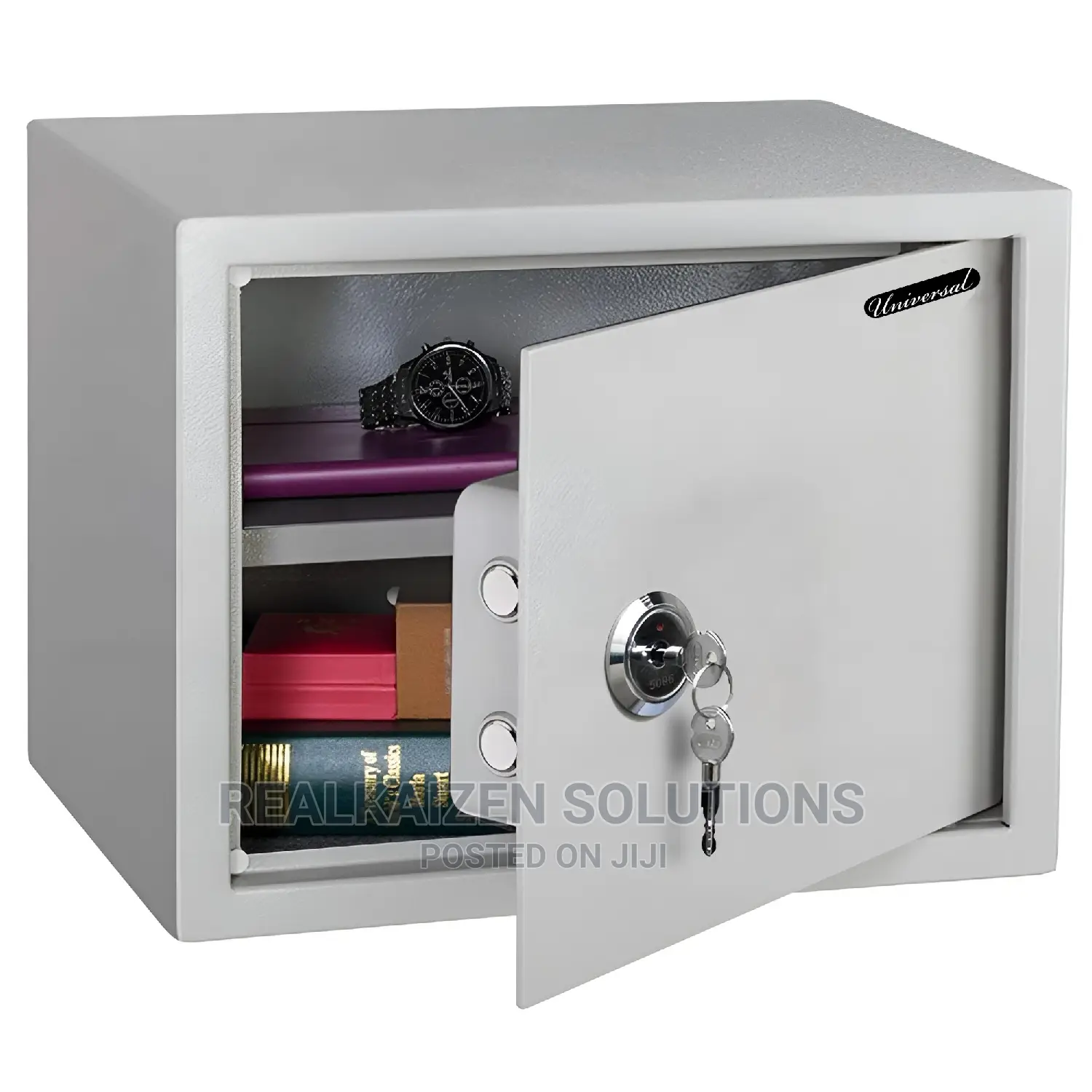 UNIVERSAL Medium Sized Key White Operated Locker Safe 10kg.
