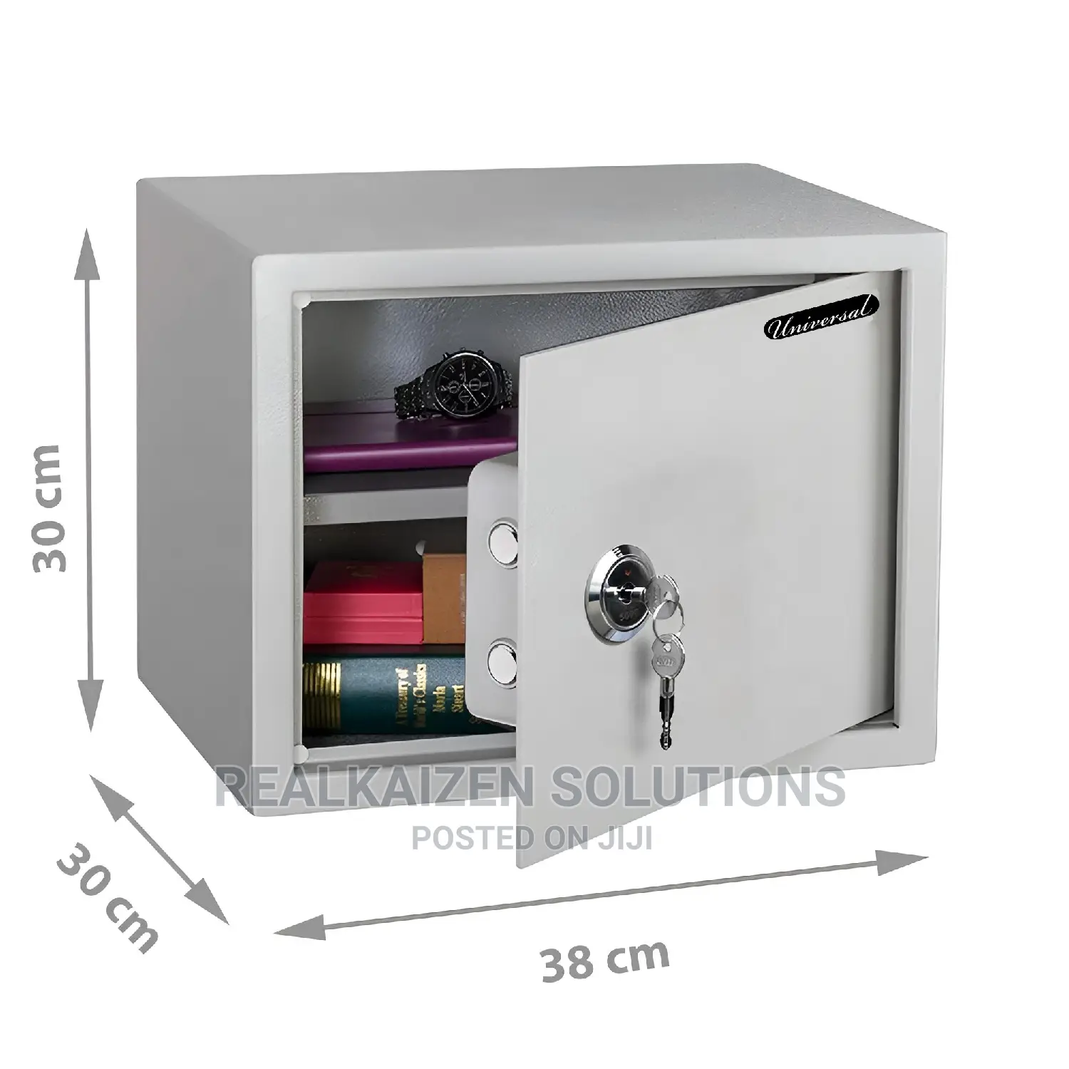 UNIVERSAL Medium Sized Key White Operated Locker Safe 10kg.
