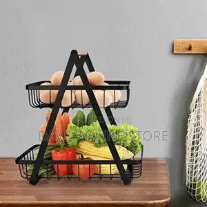 2-Tier Countertop Fruit Basket Bowl Bread Basket Holder
