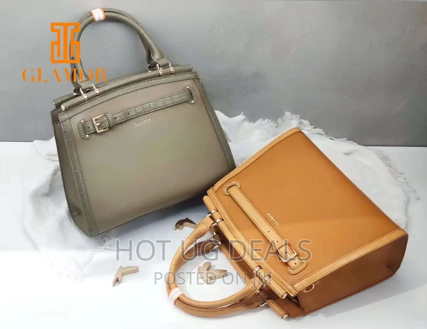 Ladies Designer Handbag-Brown/Grey