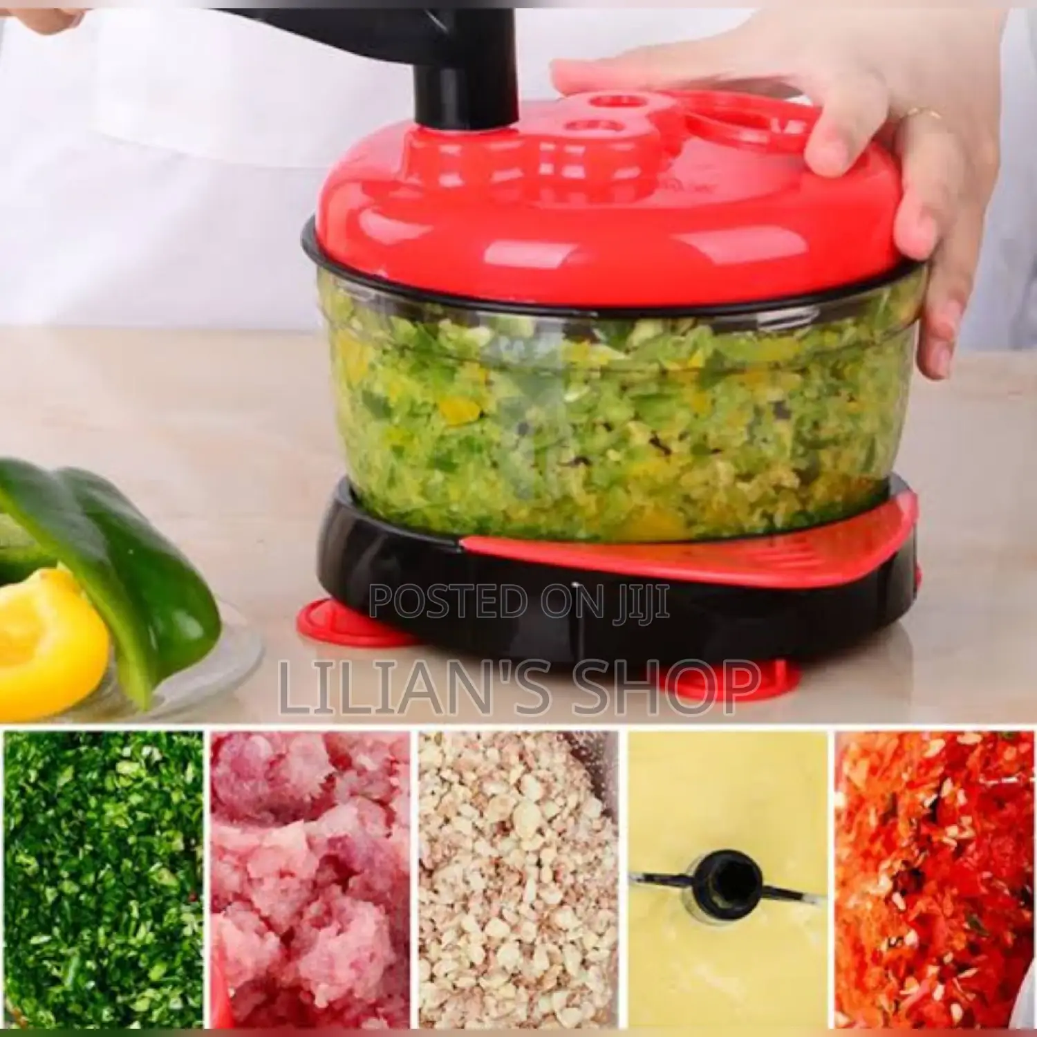 Manual Hand Crank Food Chopper Sharp Blades