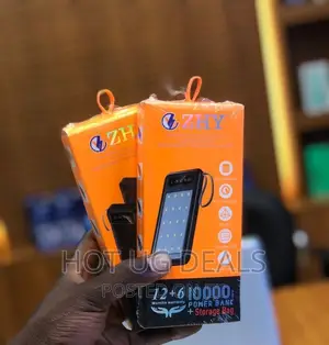 10000mah Powerbank With Led Lights- Black
