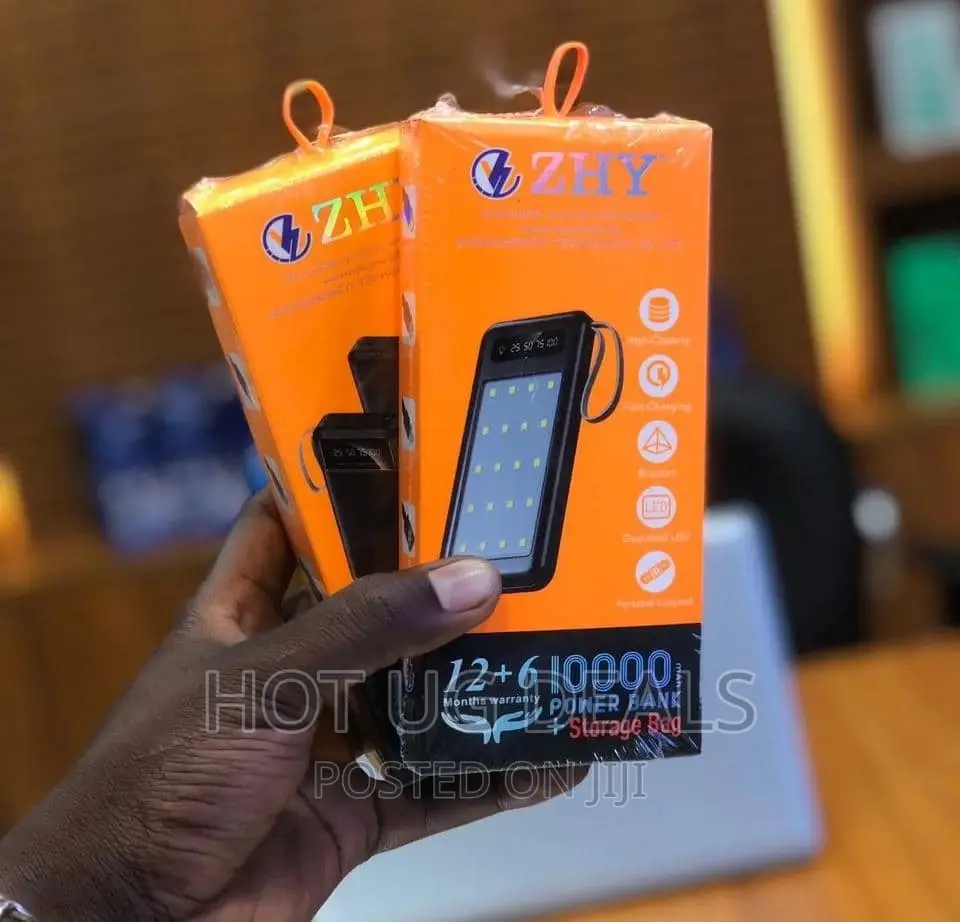 10000mah Powerbank With Led Lights- Black