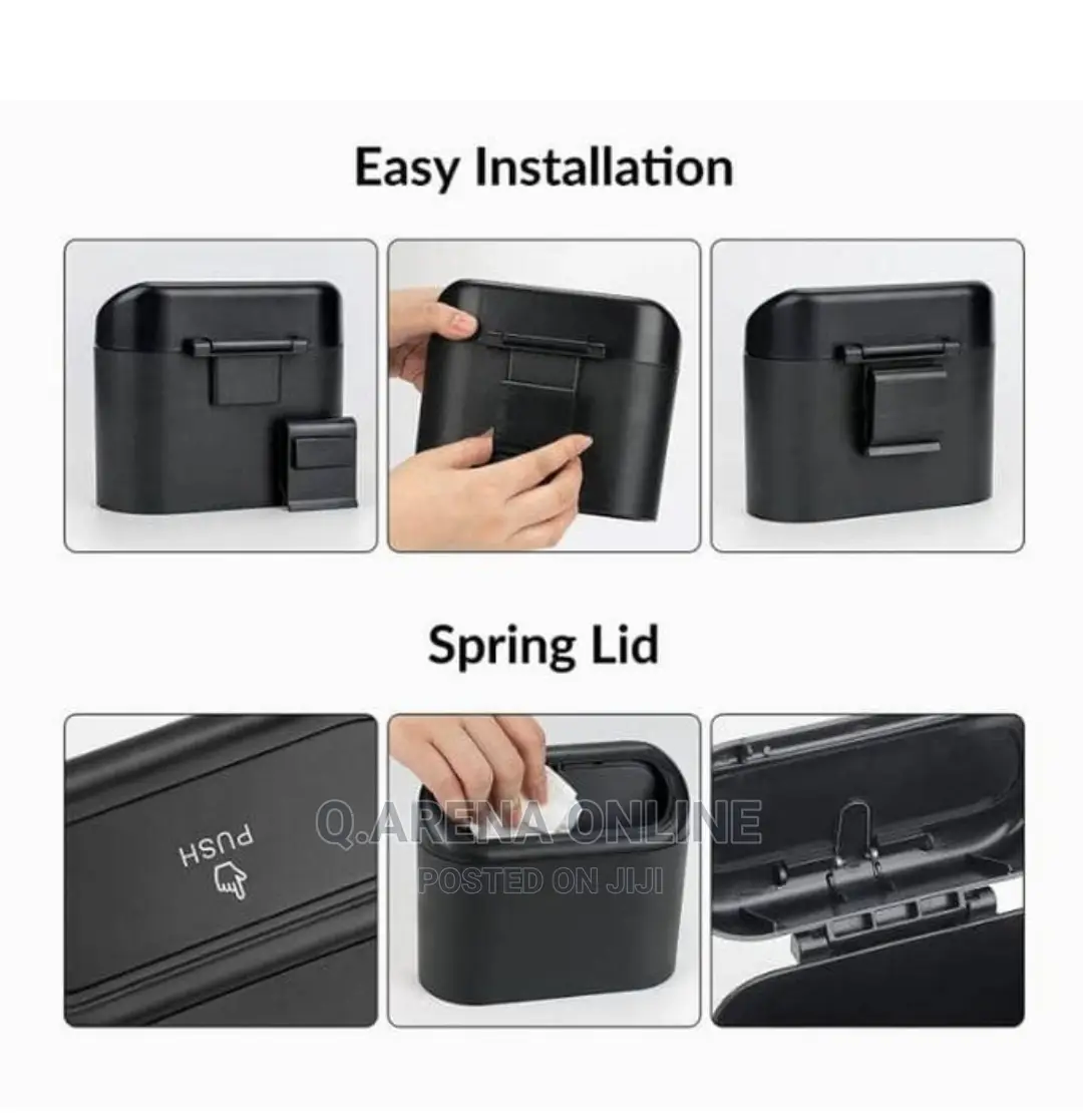 2pcs Portable Mini Car Trash Can - Black