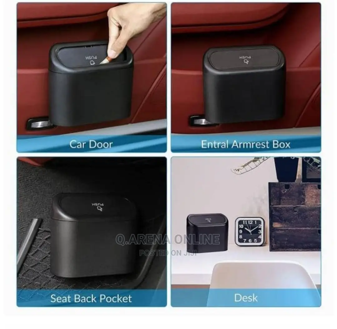 2pcs Portable Mini Car Trash Can - Black