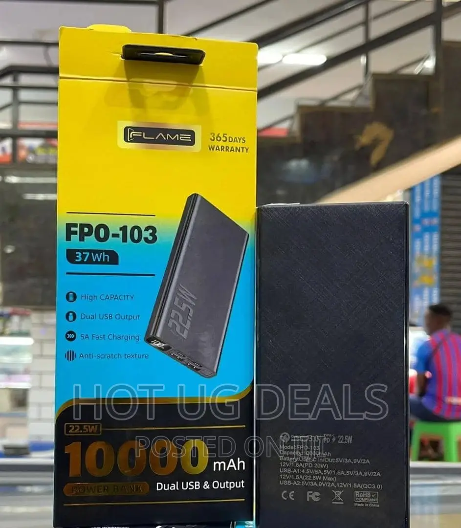 Dual USB Powerbank Fast Charging 10000mah- Black