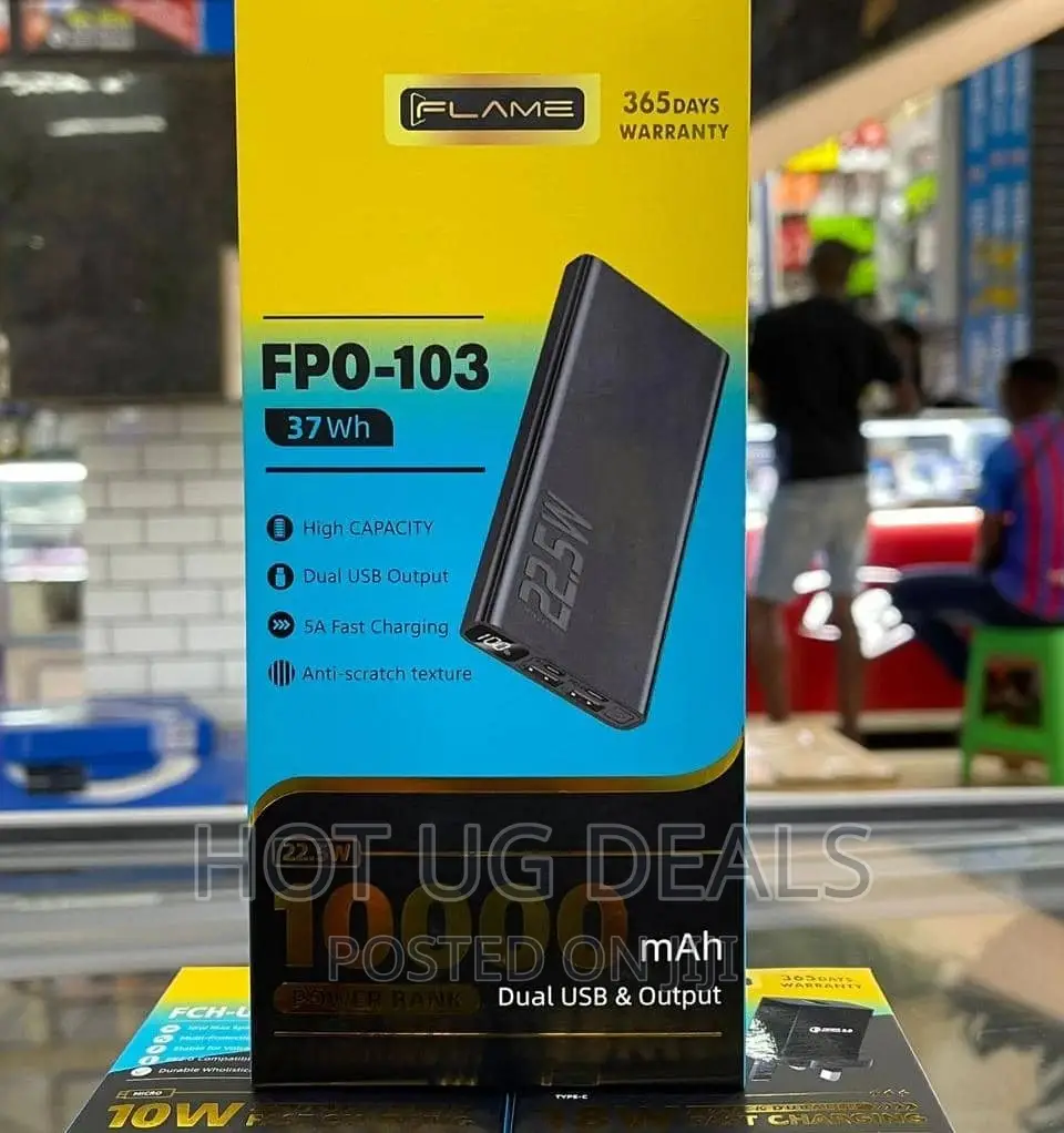 Dual USB Powerbank Fast Charging 10000mah- Black